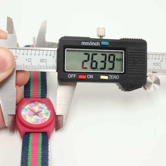 Nixon The Small Time Teller Pink Multicolor 26mm Watch Nylon Strap w New Battery - Picture 2 of 14
